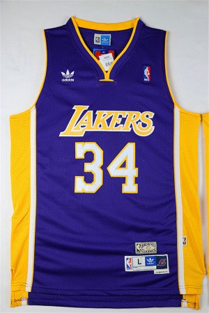 Maillot De Basket Los Angeles Lakers Shaquille O'Neal 34 Engrener Retro Violet